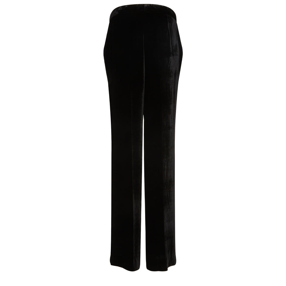 Wide-leg trousers in black velvet