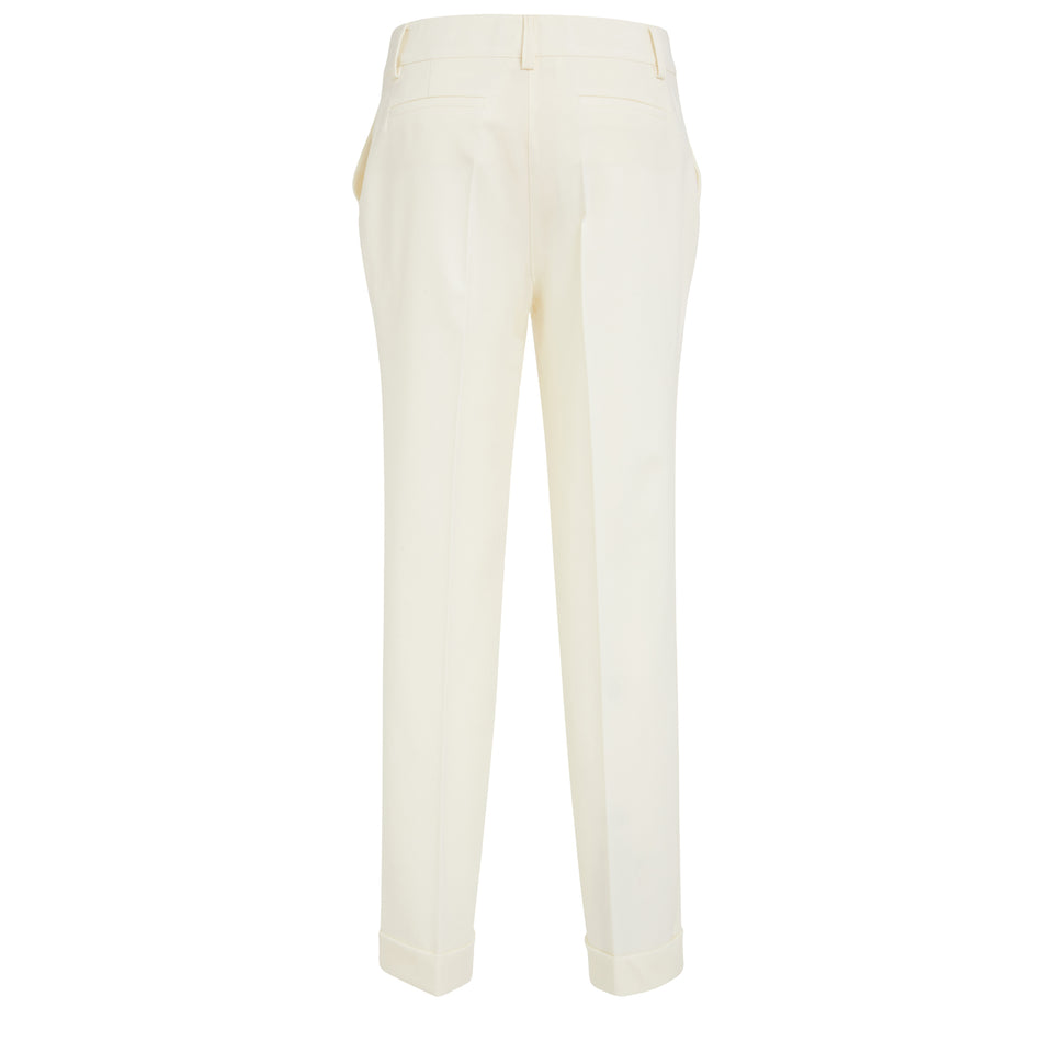 White wool tailored trousers
