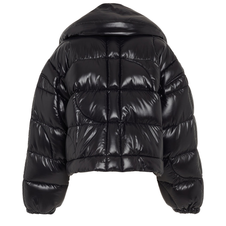 Oversized down jacket in black fabric