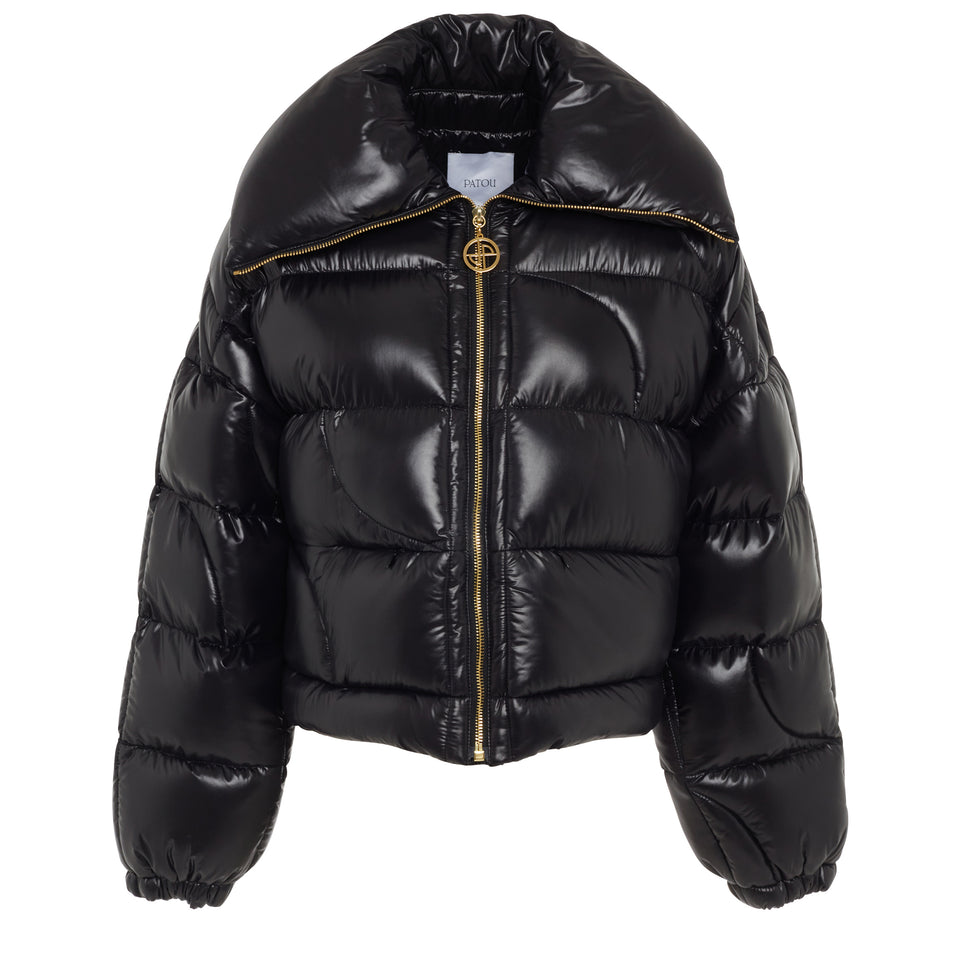Oversized down jacket in black fabric