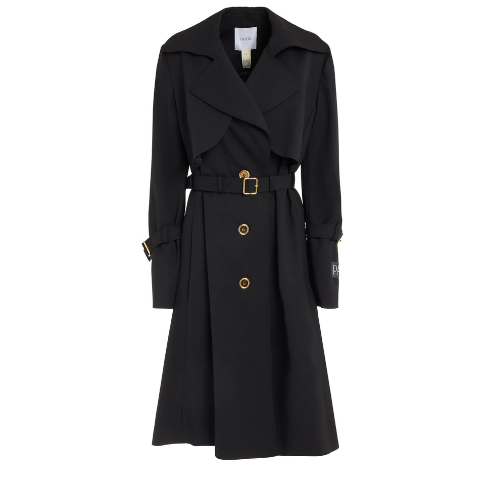 Trench coat in black fabric