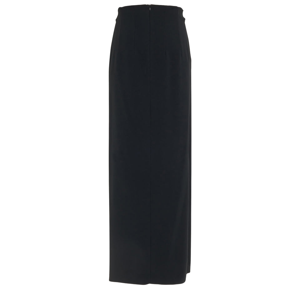 Long black fabric skirt