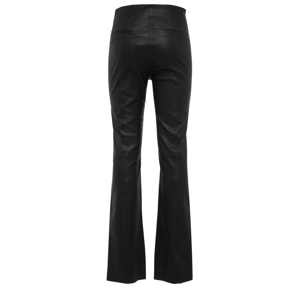 Black eco-leather trousers