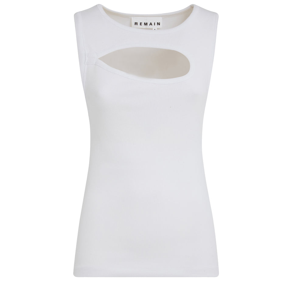 White cotton sleeveless top