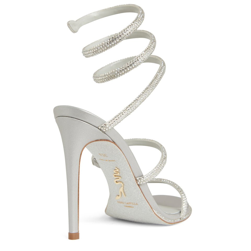 ''Cleo'' sandals in silver leather