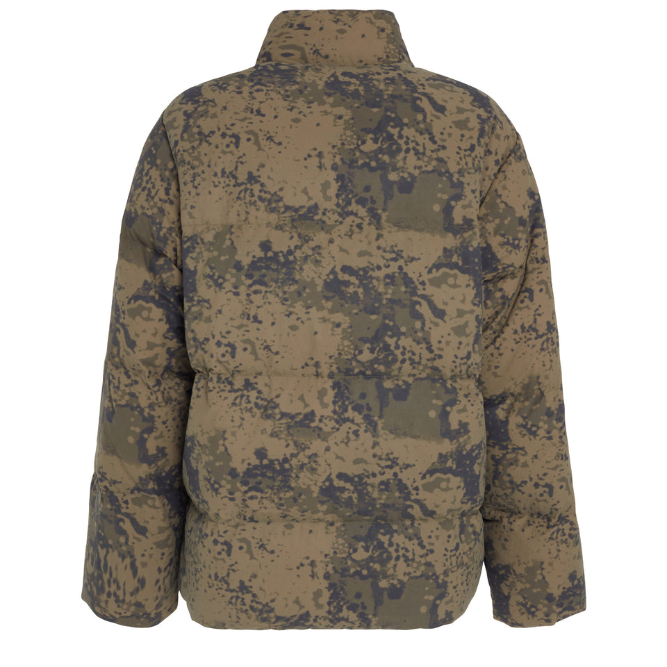 Camouflage down jacket in multicolor fabric