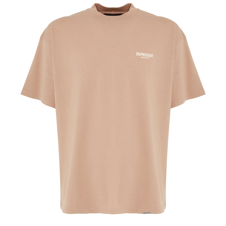 ''Owners club'' T-shirt in beige cotton