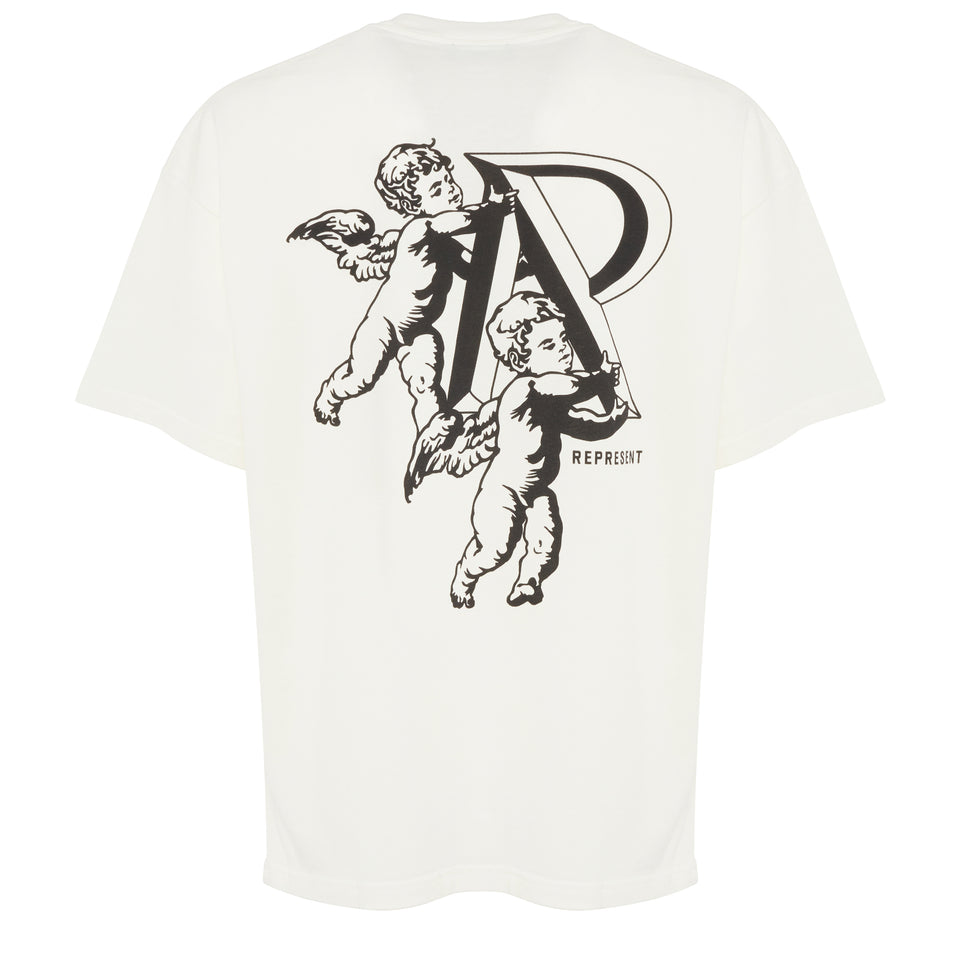 T-shirt ''Cherub Initial'' in cotone bianca