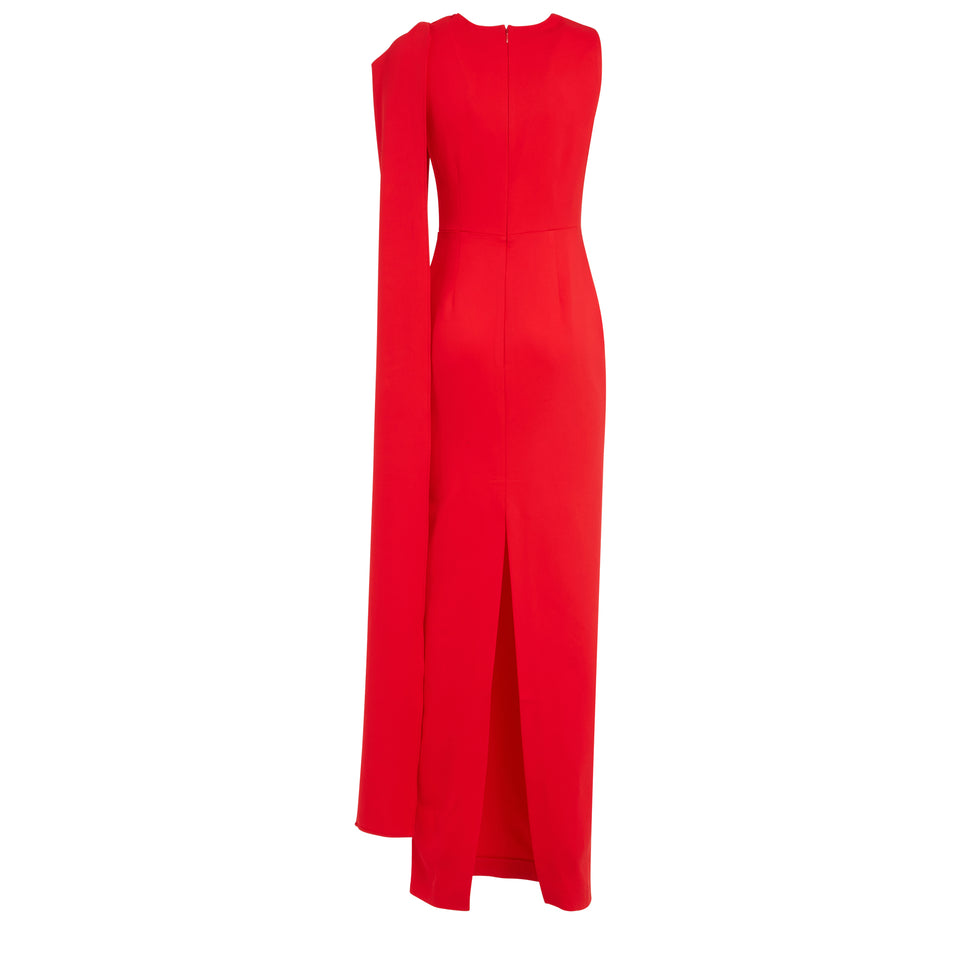 Long dress in red fabric