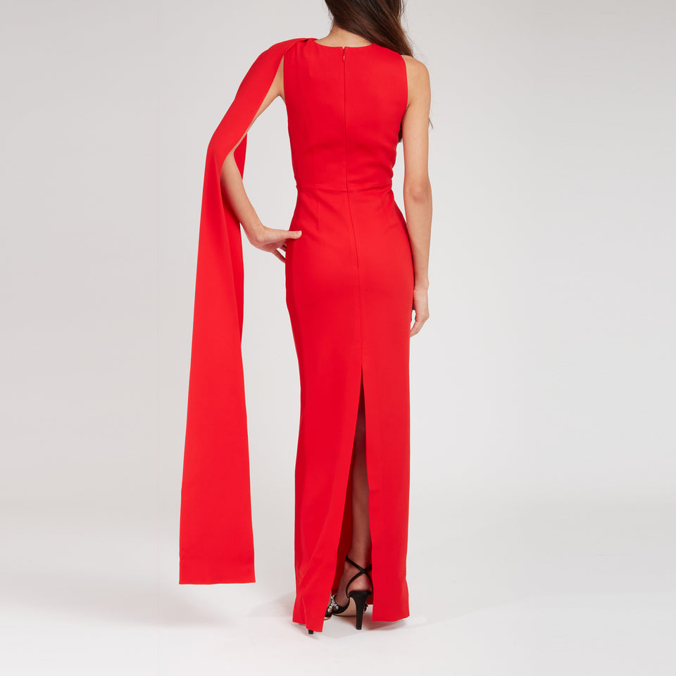Long dress in red fabric