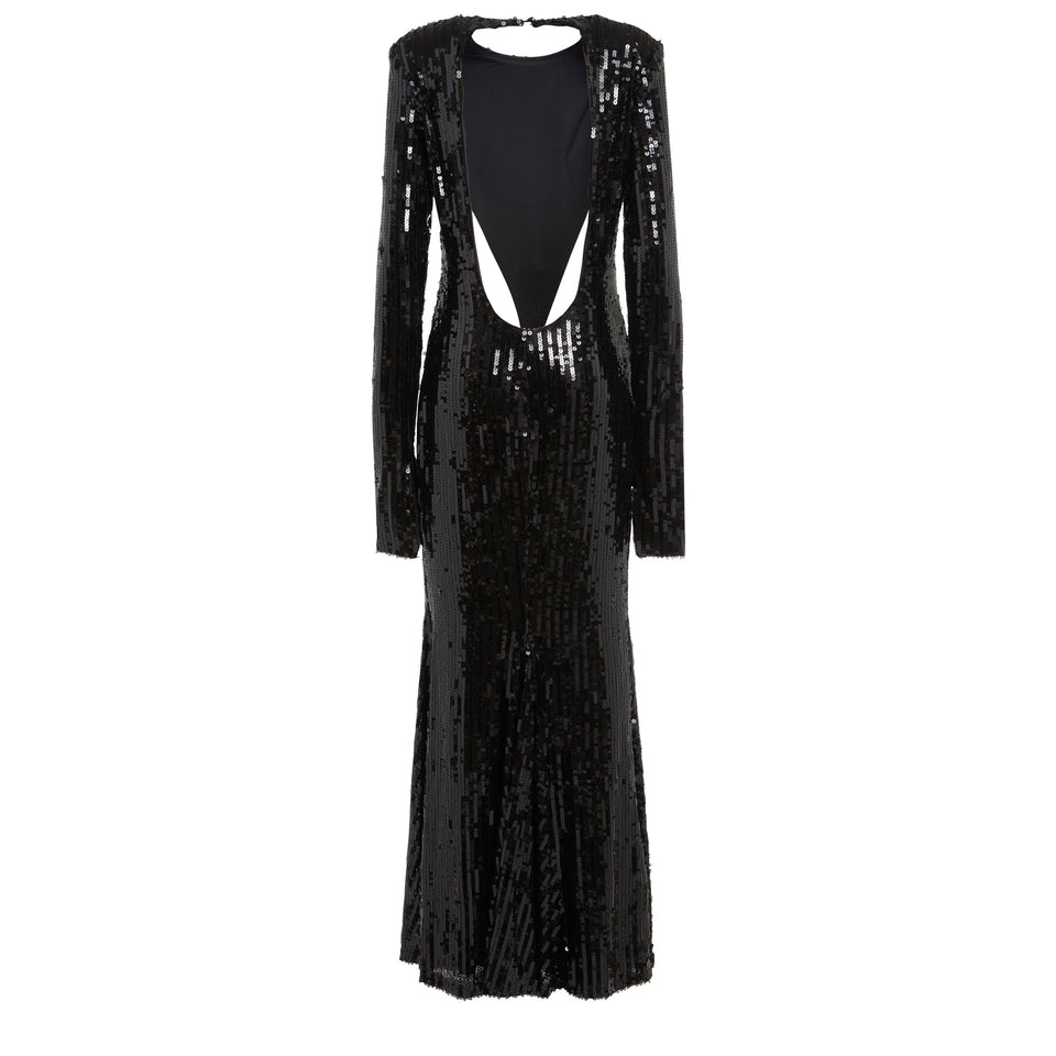 Long black sequin dress