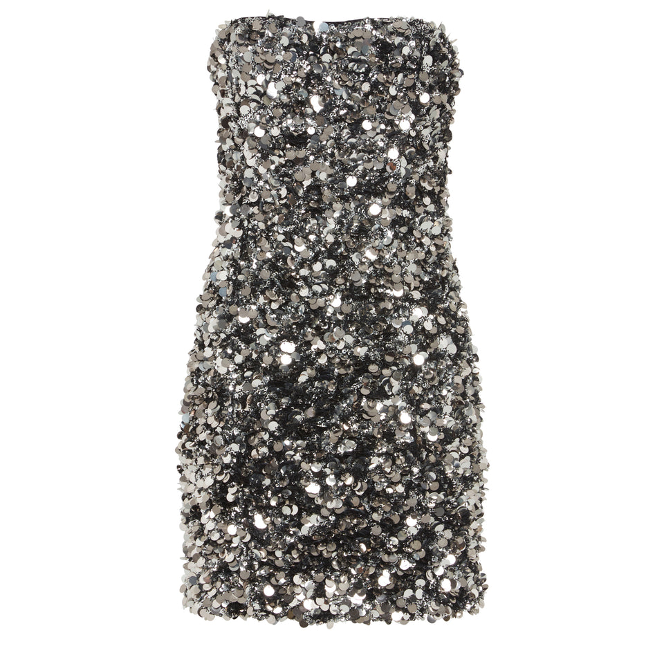 Mini dress in silver sequins