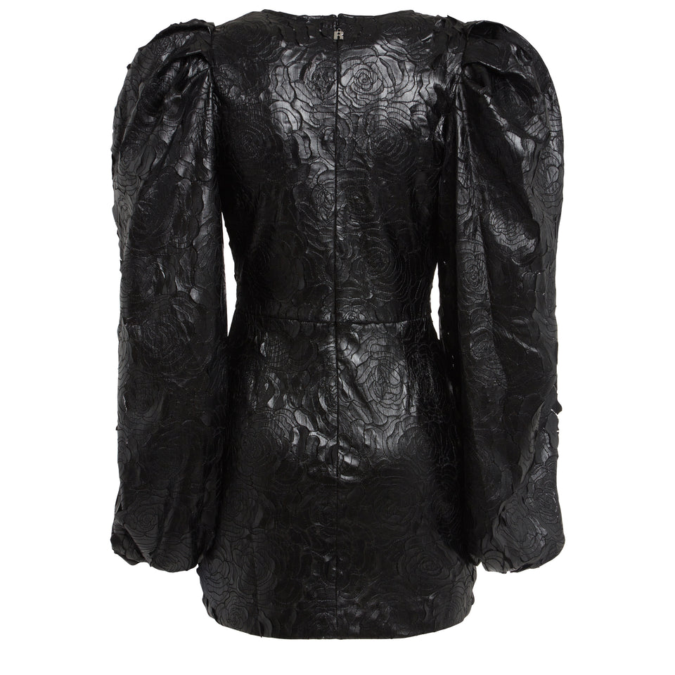 Black eco leather mini dress