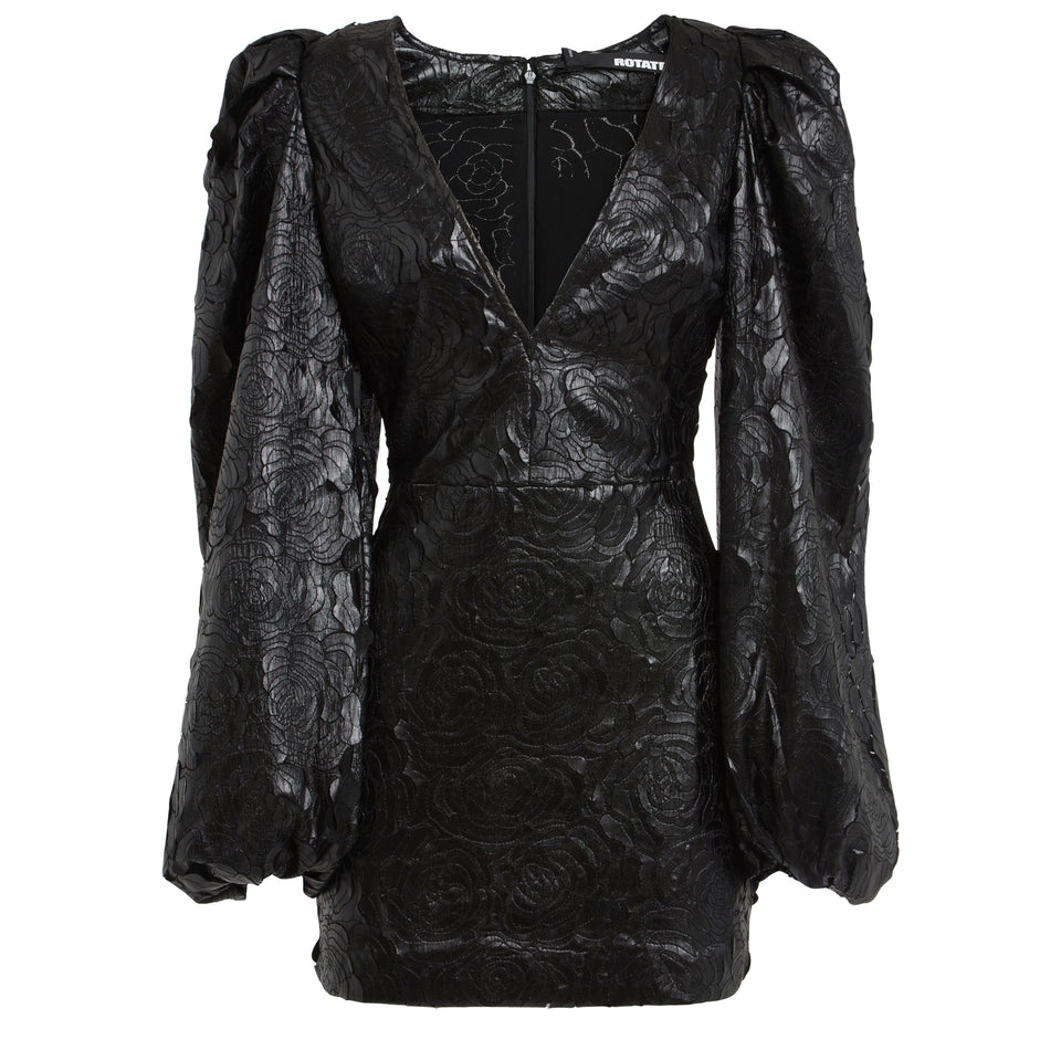 Black eco leather mini dress
