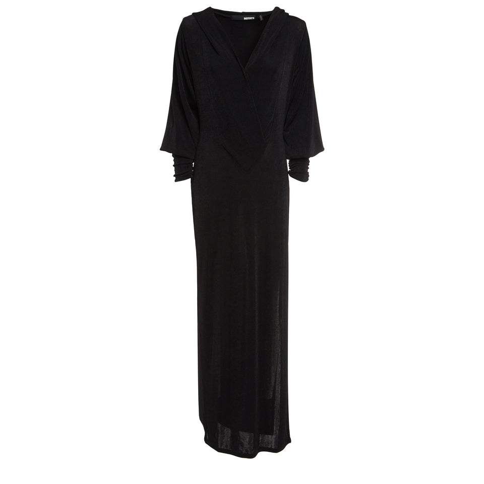 Long dress in black fabric