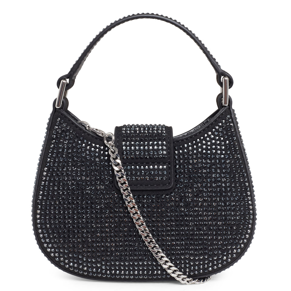 Mini "Crescent Bow Micro" bag with black crystals