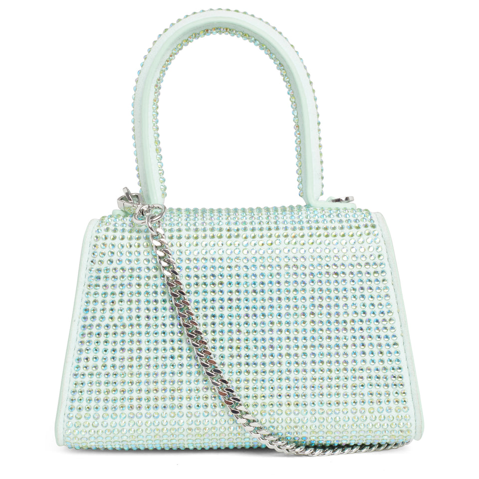 ''Bow Micro'' bag with green crystals