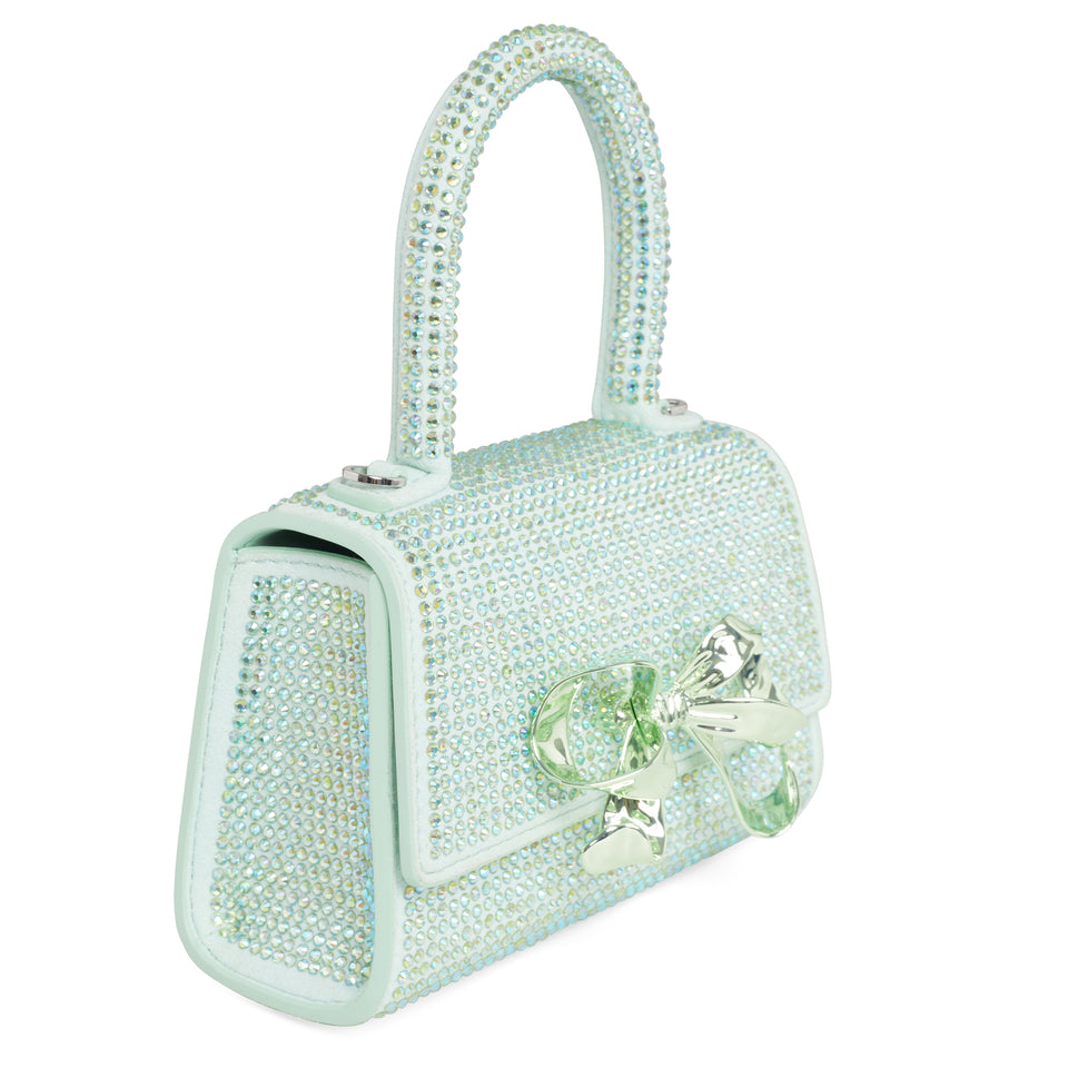 ''Bow Micro'' bag with green crystals