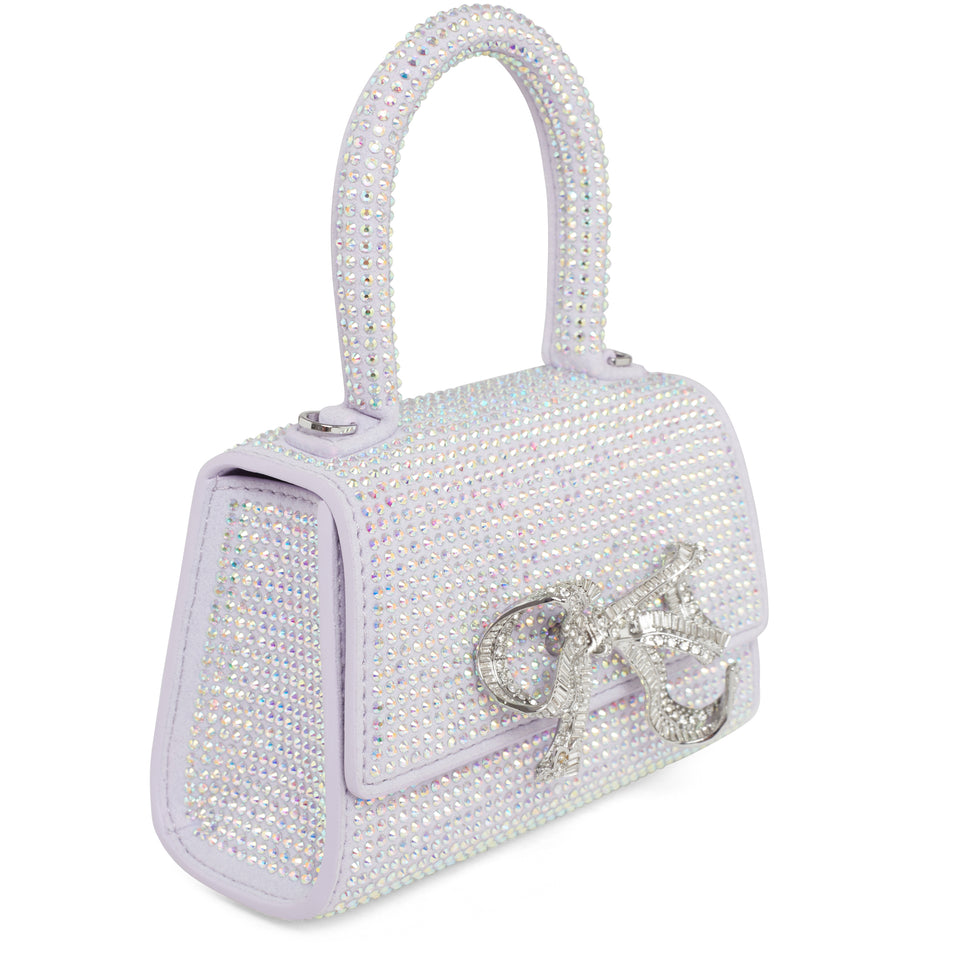 ''Bow Micro'' bag with purple crystals