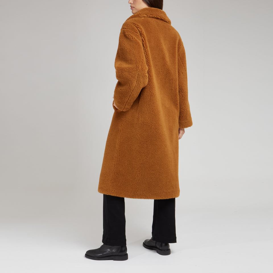 "Maria" coat in brown eco fur