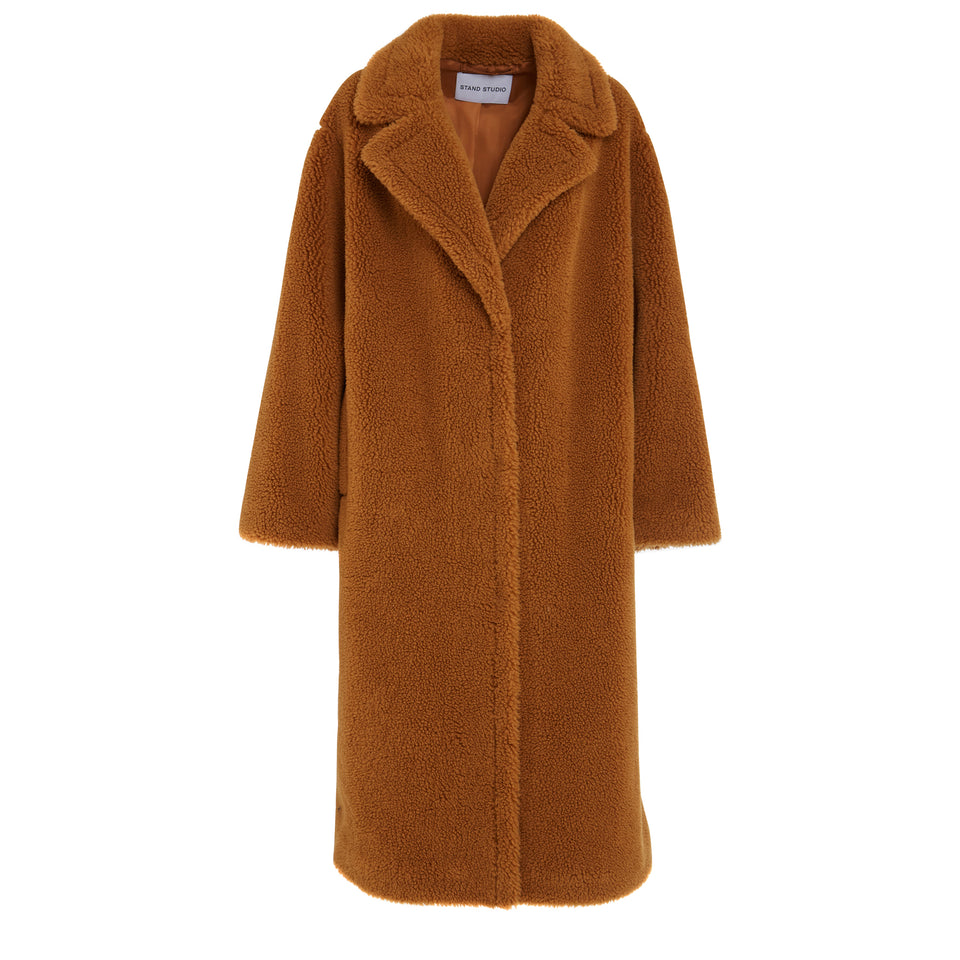 "Maria" coat in brown eco fur