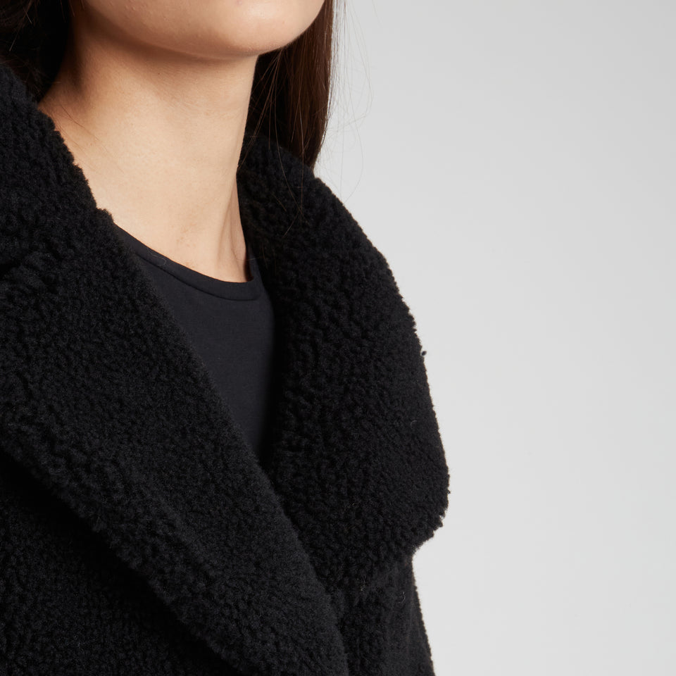"Maria" coat in black eco fur