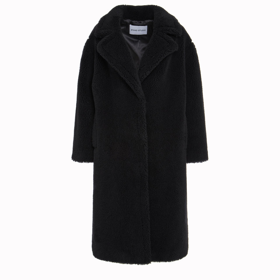 "Maria" coat in black eco fur