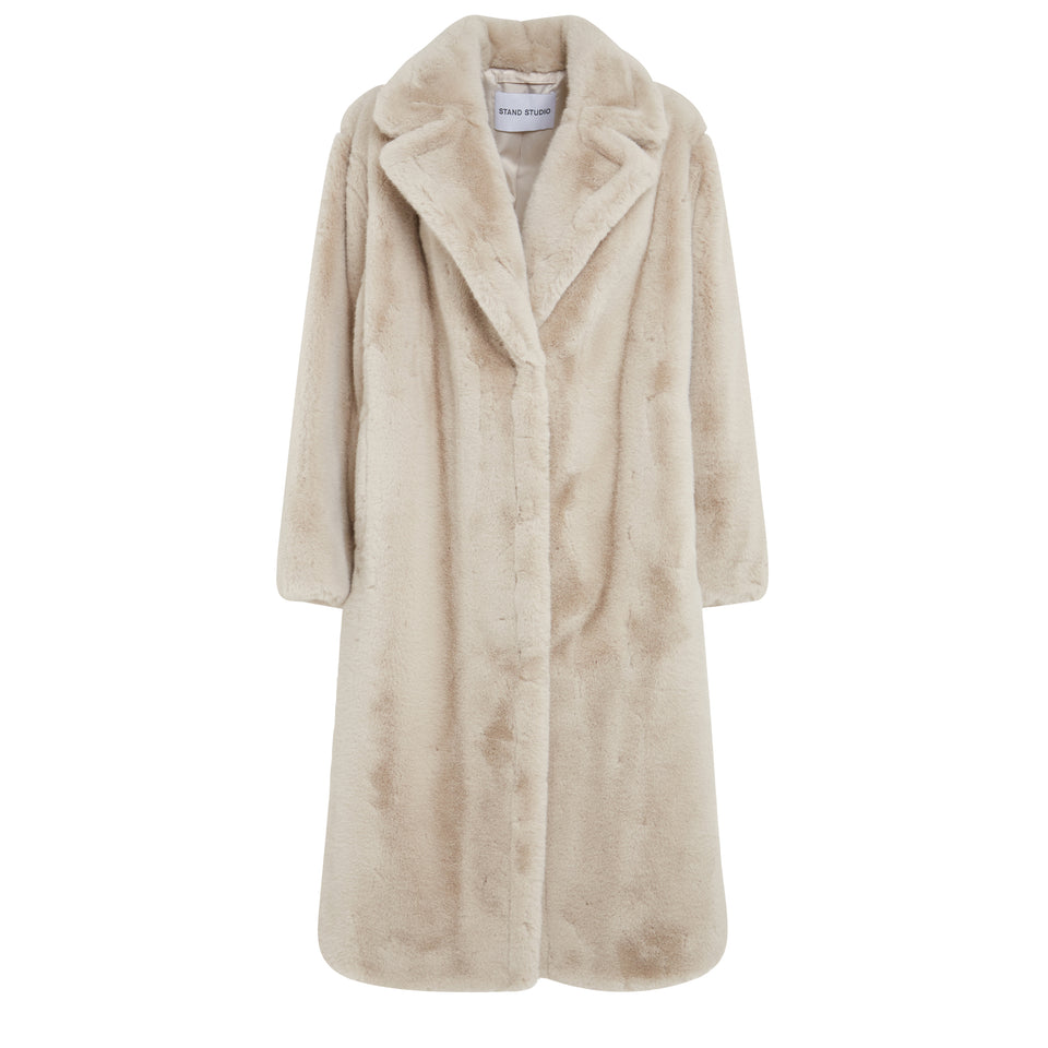 "Maria" coat in beige eco fur