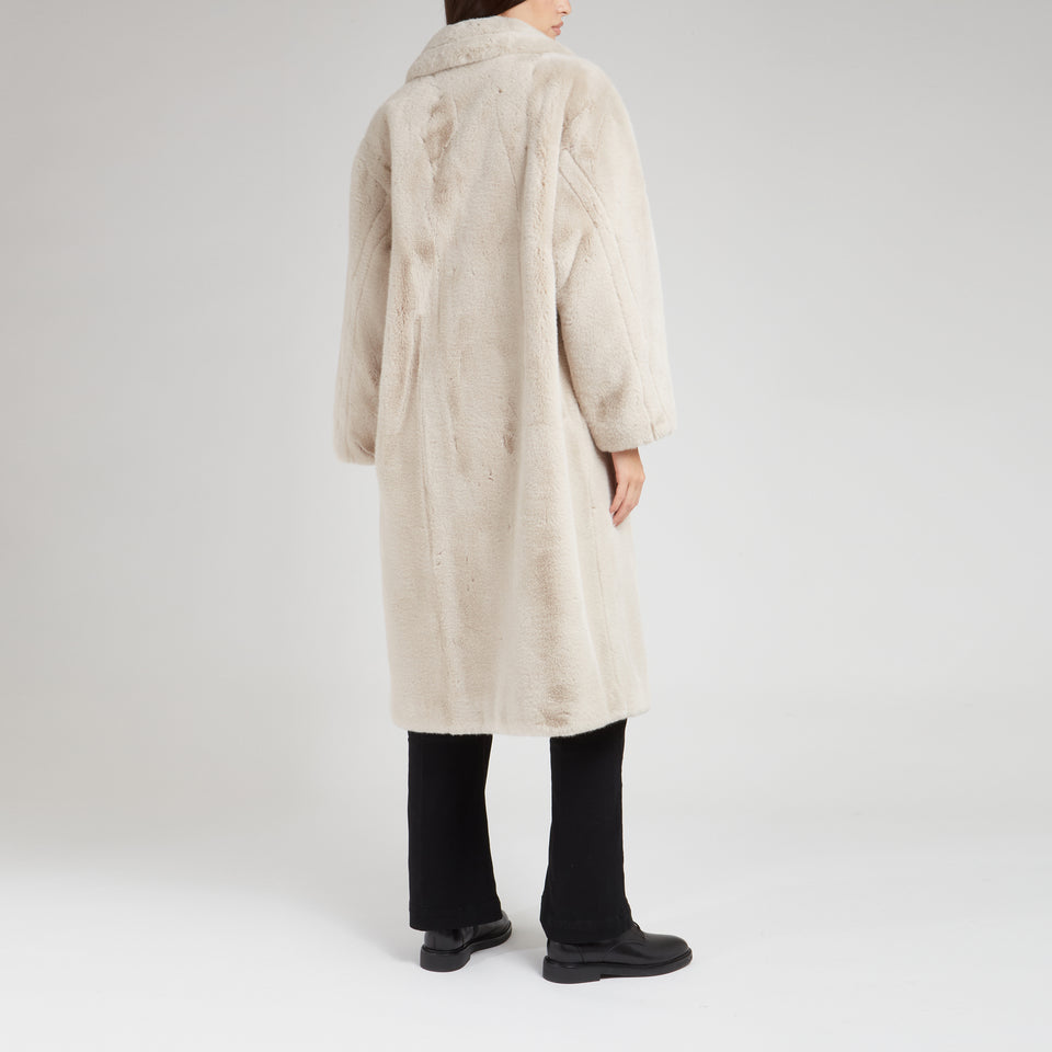 "Maria" coat in beige eco fur