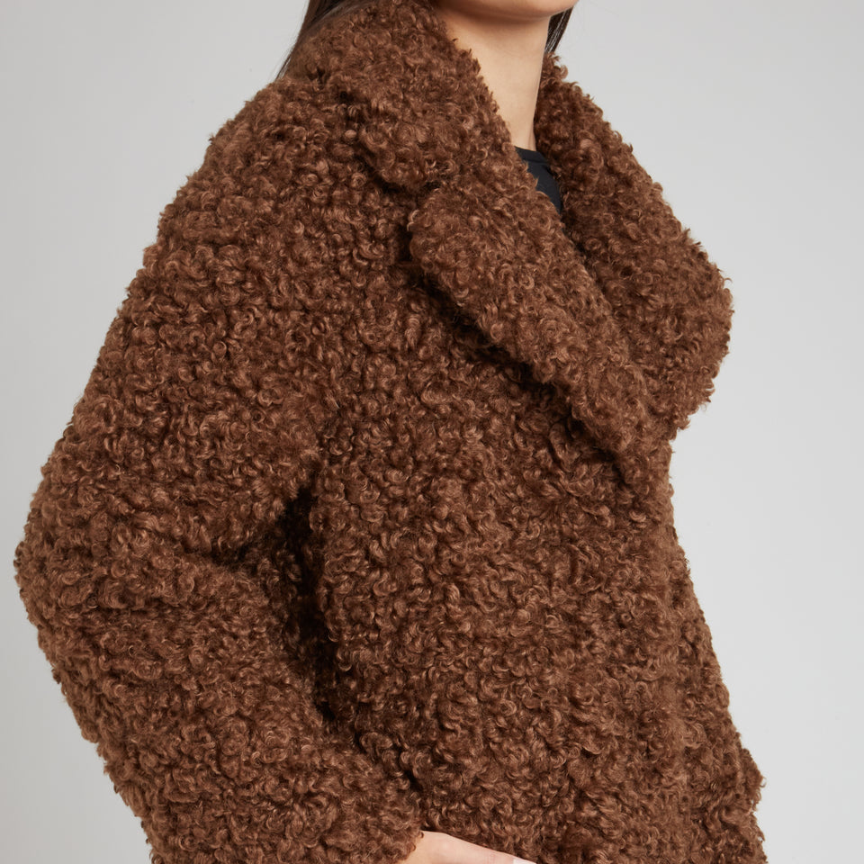 "Camille" coat in brown eco fur