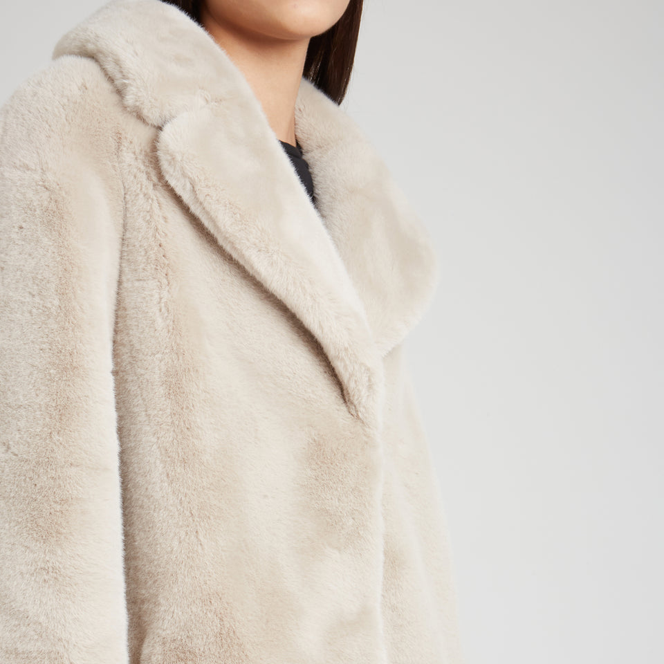 "Camille" coat in white eco fur