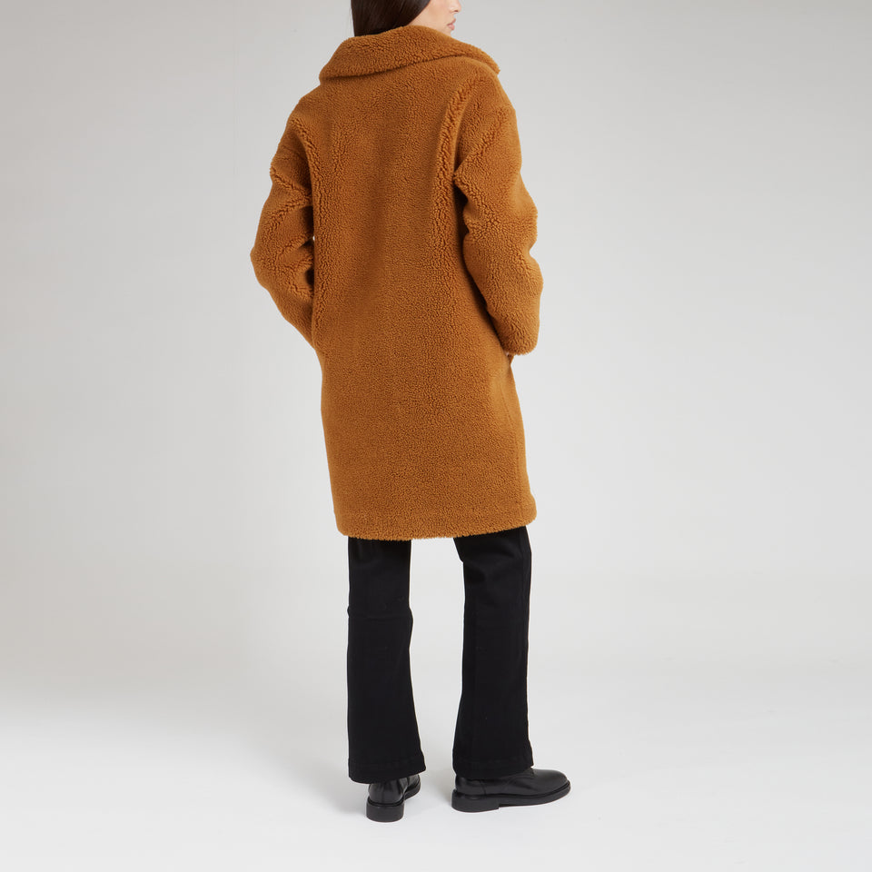 "Camille" coat in brown eco fur
