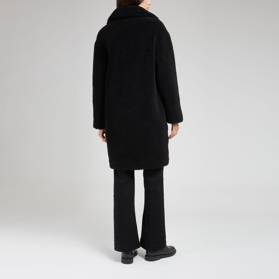 "Camille" coat in black eco fur