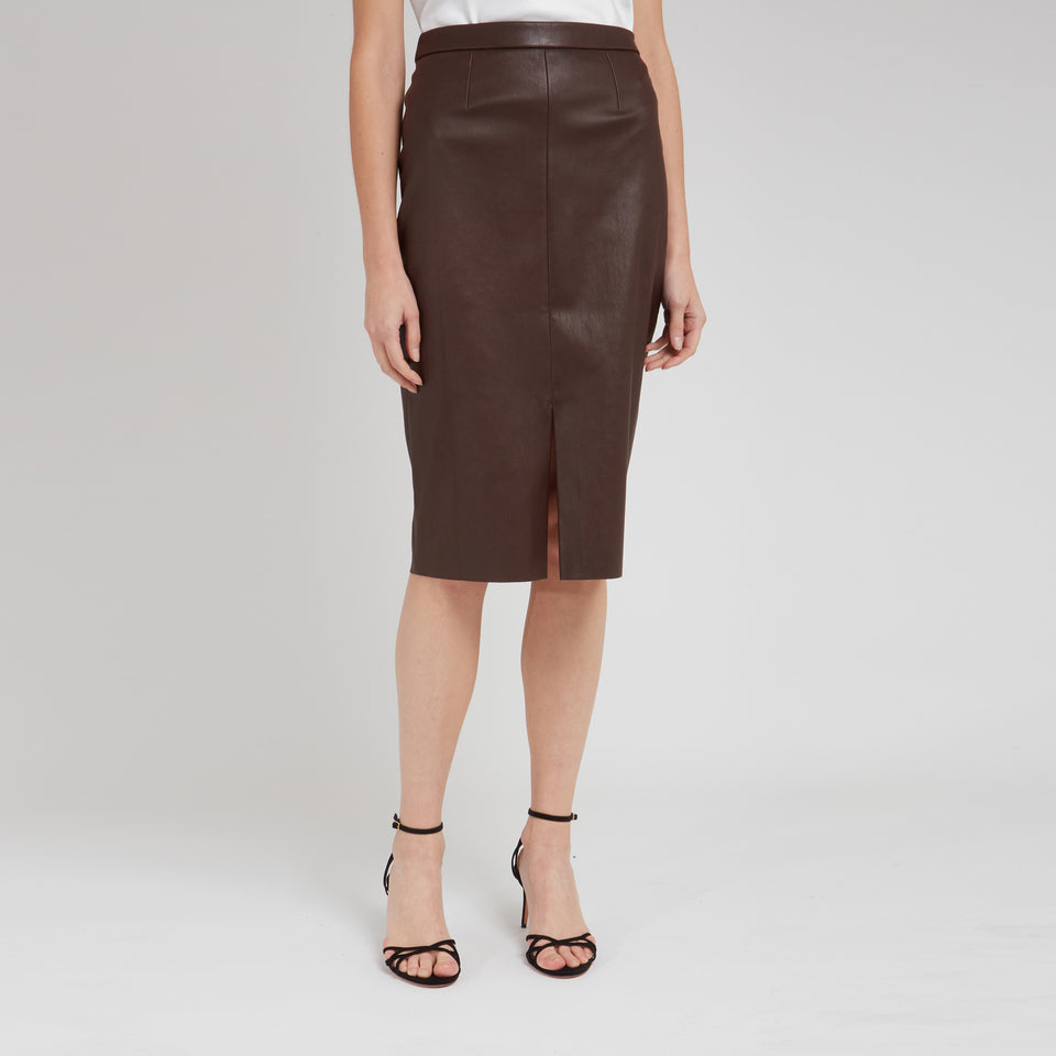 Long brown leather skirt