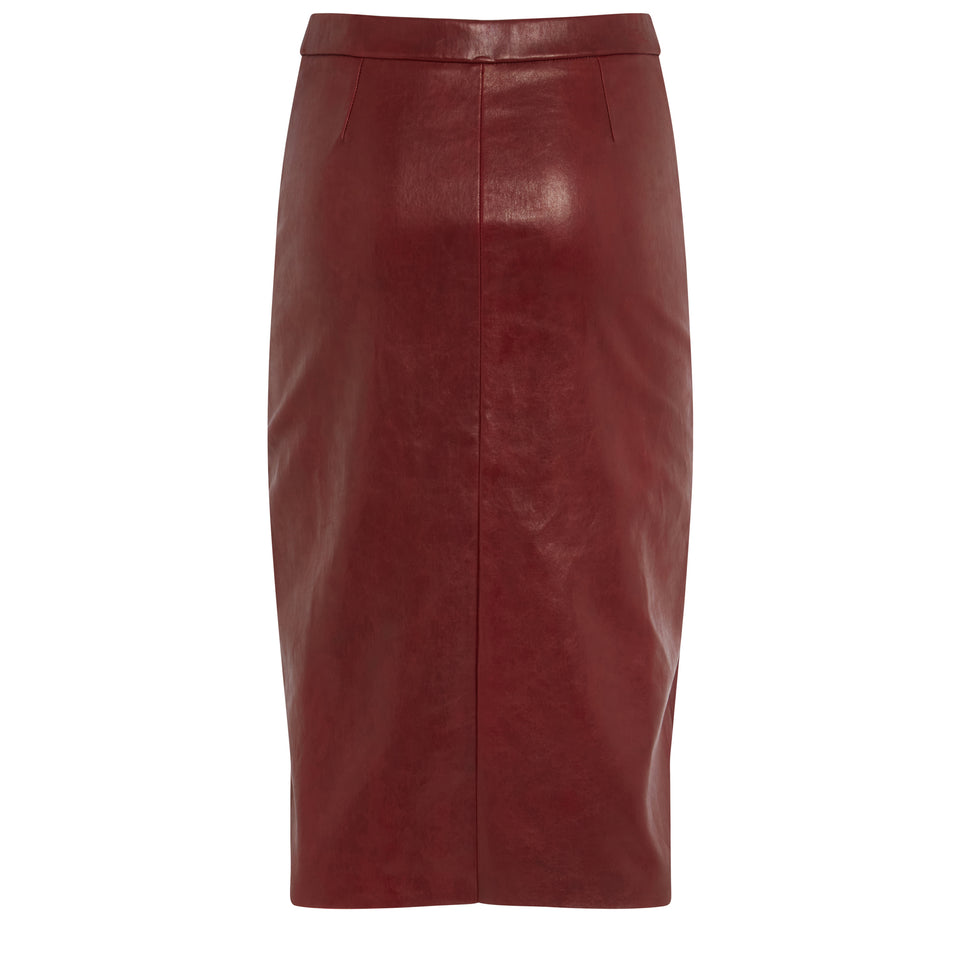 Long red leather skirt