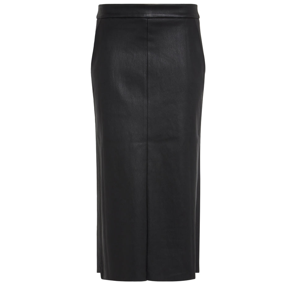 Long black leather skirt