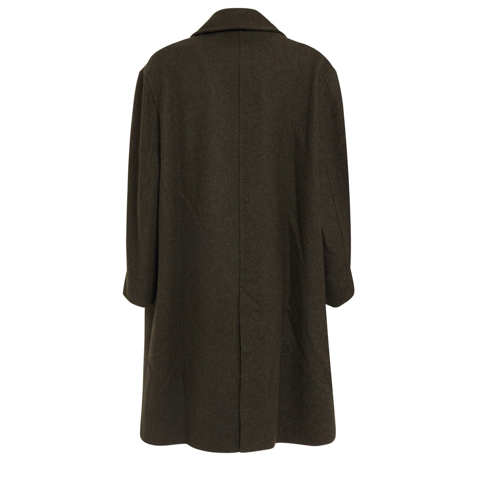 Single-breasted ''Wain'' coat in green wool