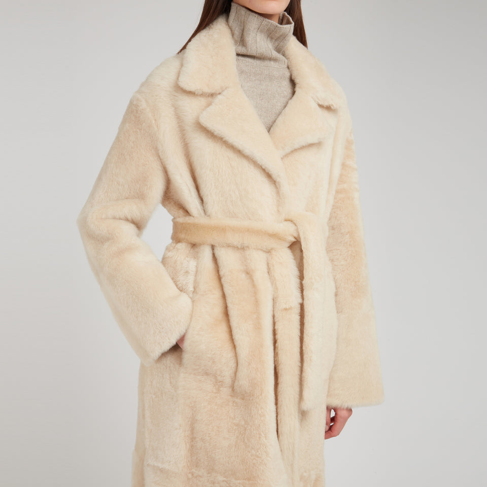 Beige shearling coat