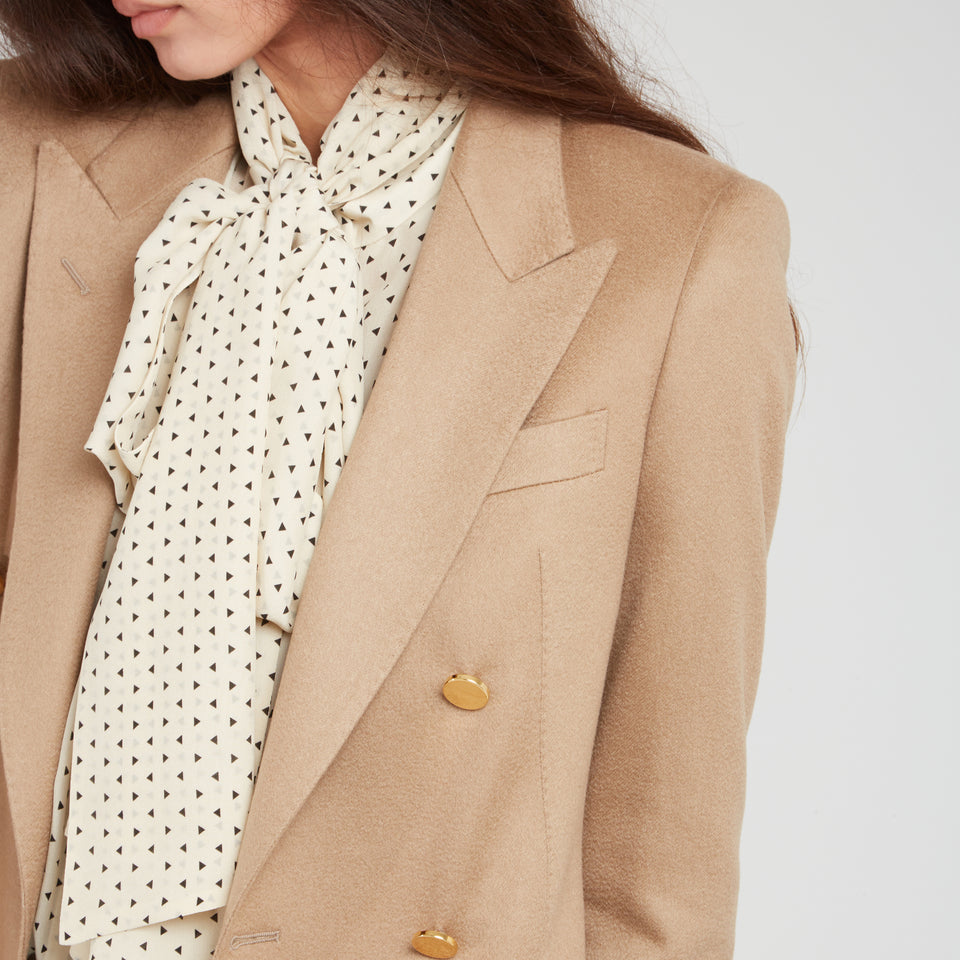 Double-breasted ''J-Parigi'' blazer in beige fabric
