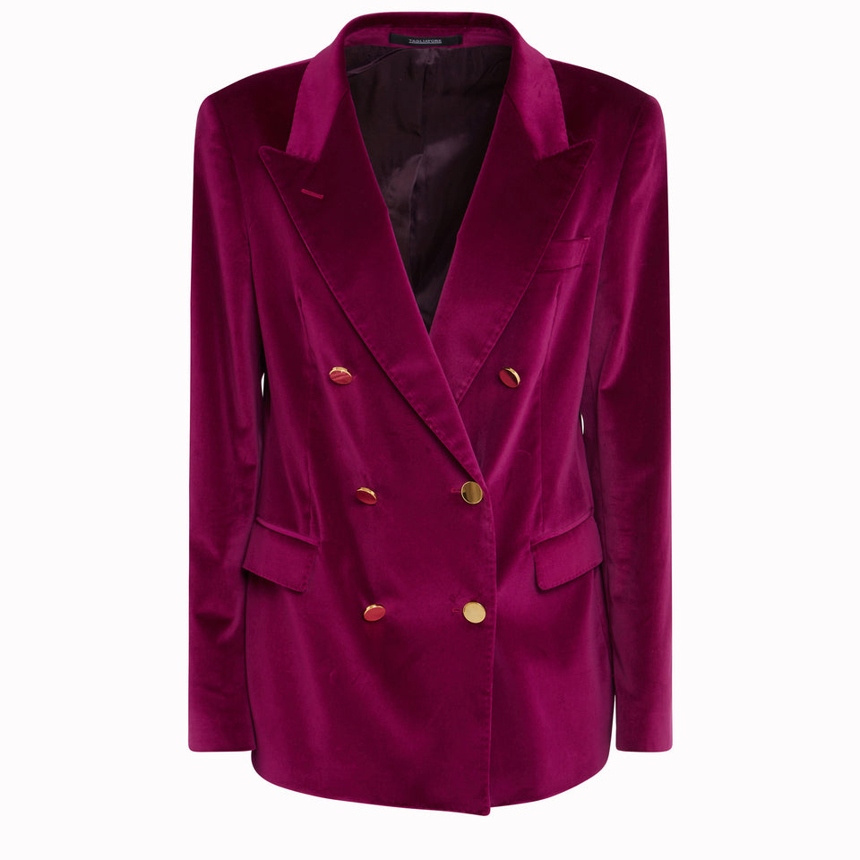 Double-breasted ''J-Parigi'' blazer in fuchsia velvet
