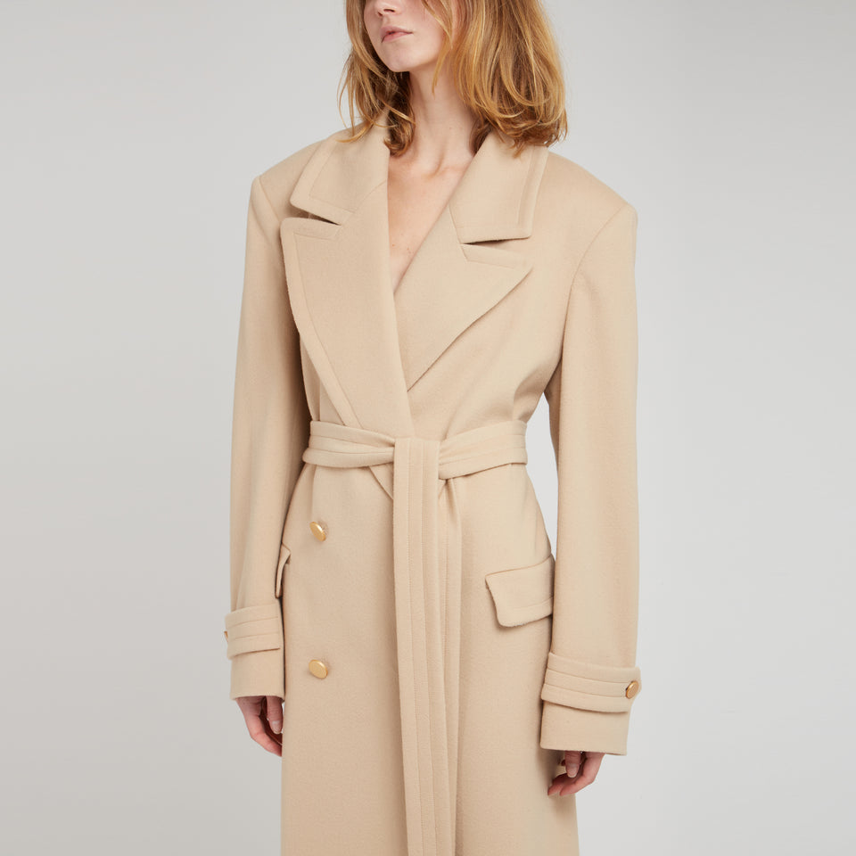 Double-breasted ''Julia'' coat in beige wool and cashmere