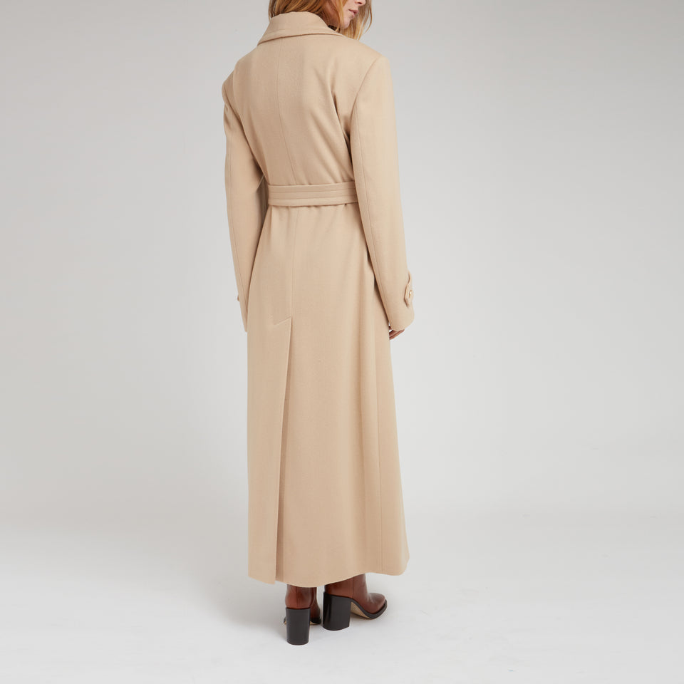 Double-breasted ''Julia'' coat in beige wool and cashmere