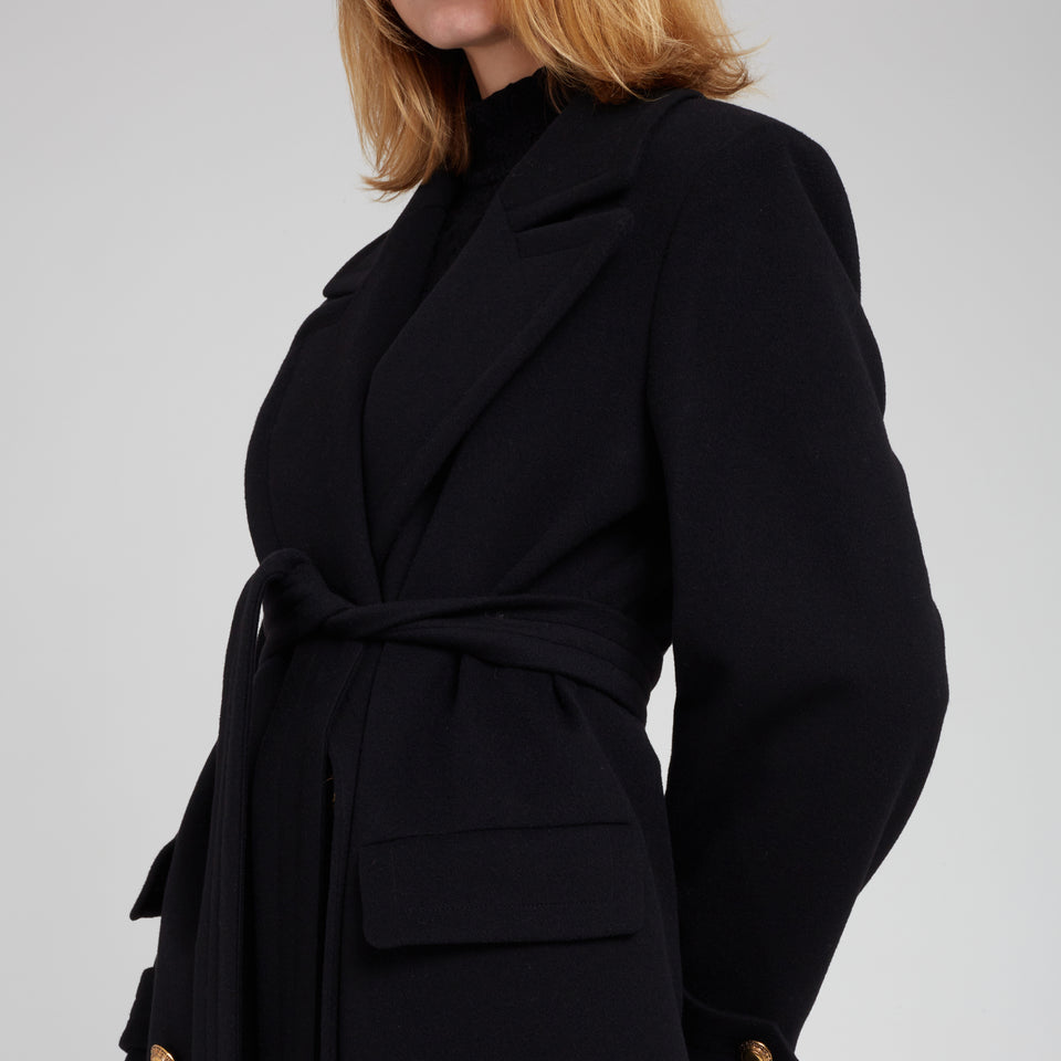 Cappotto doppio petto ''Julia'' in lana e cashmere nero