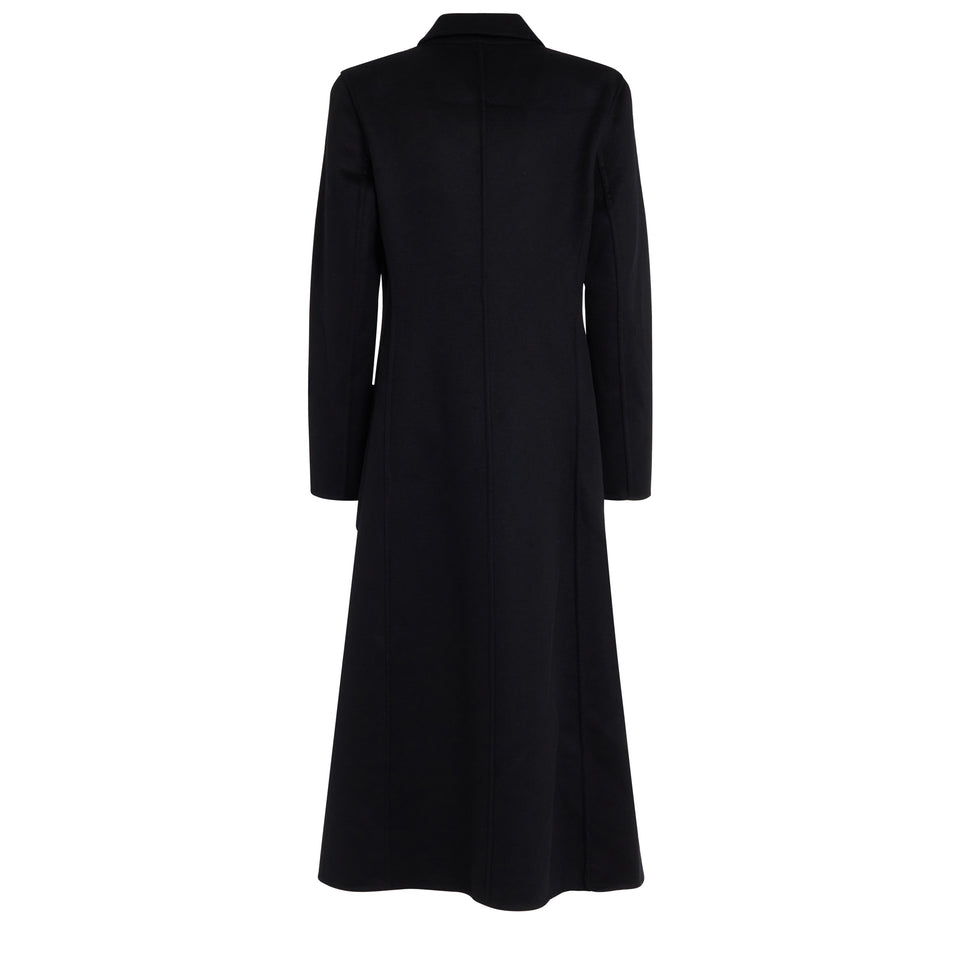 Single-breasted black wool coat