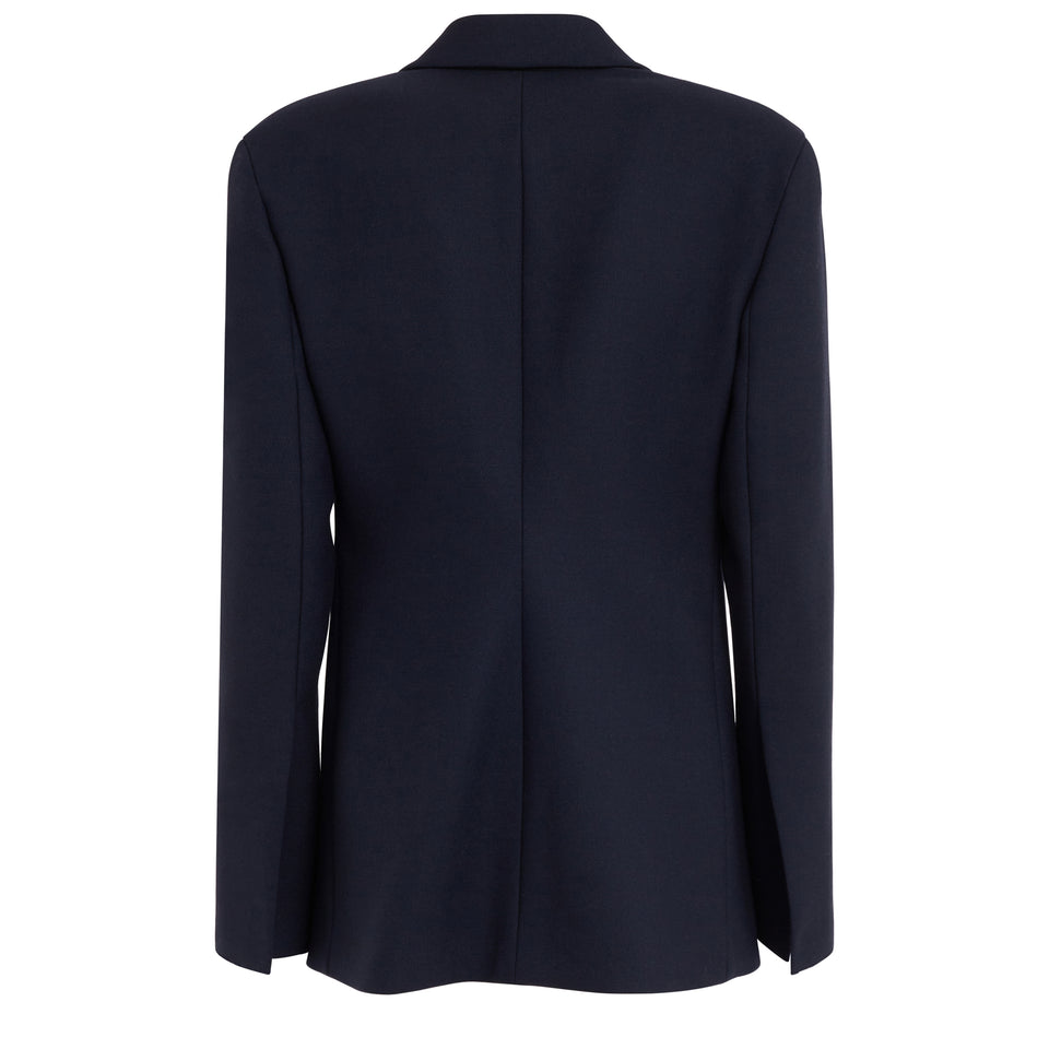 Single-breasted blue wool jacket
