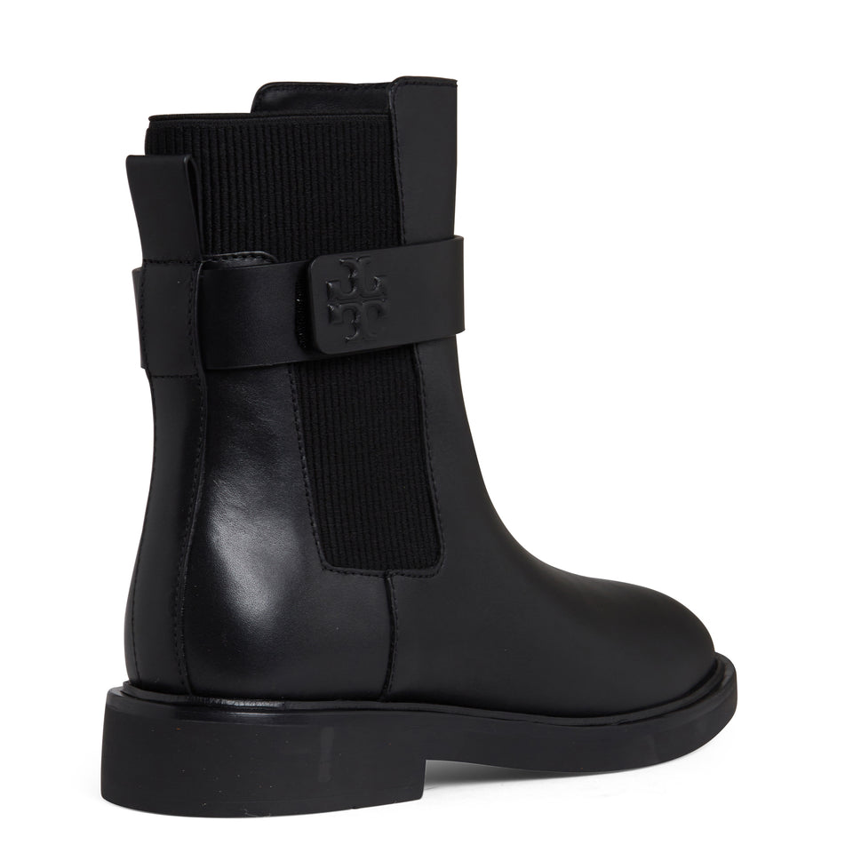 Black leather ankle boot