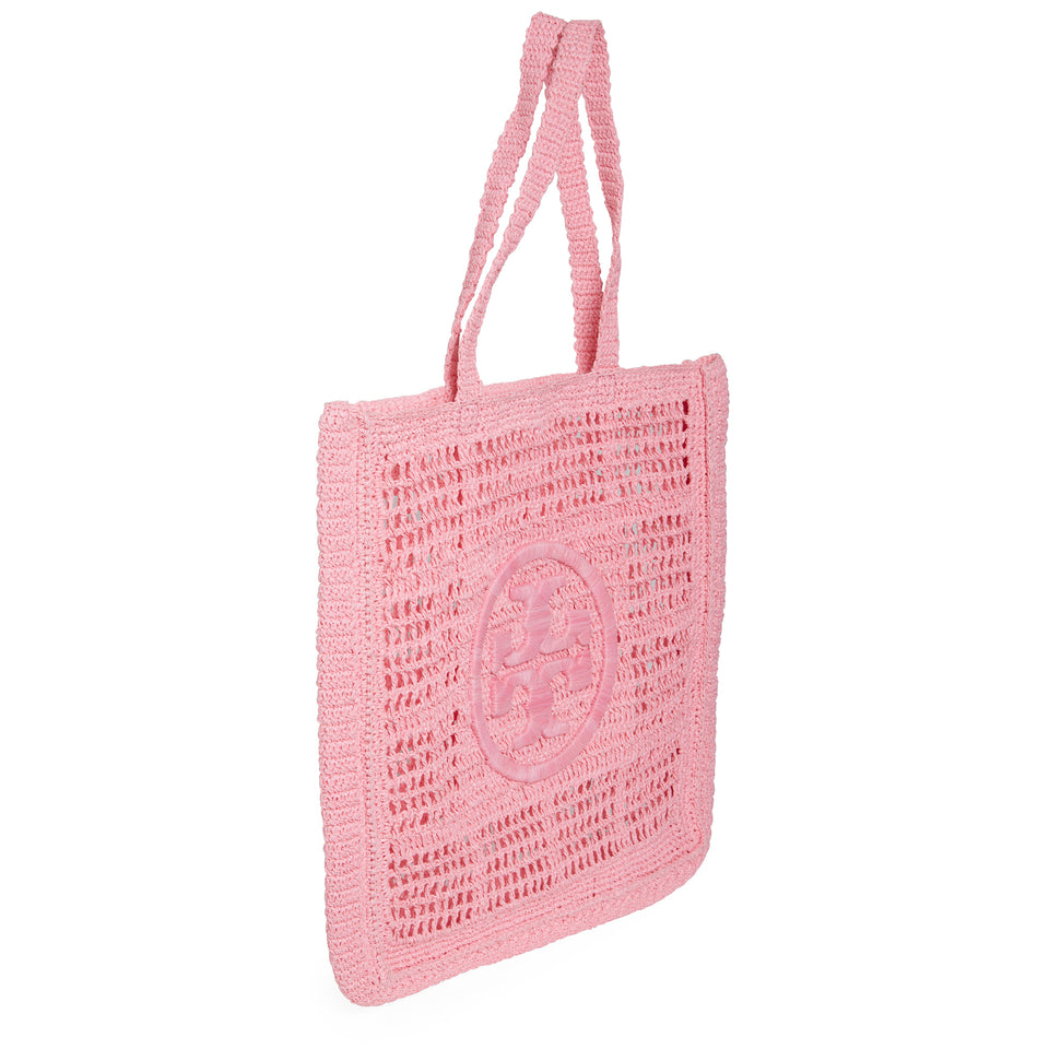 "Ella" bag in pink raffia