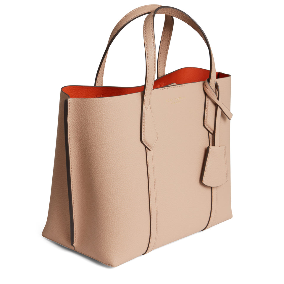 Small "Perry" bag in beige leather