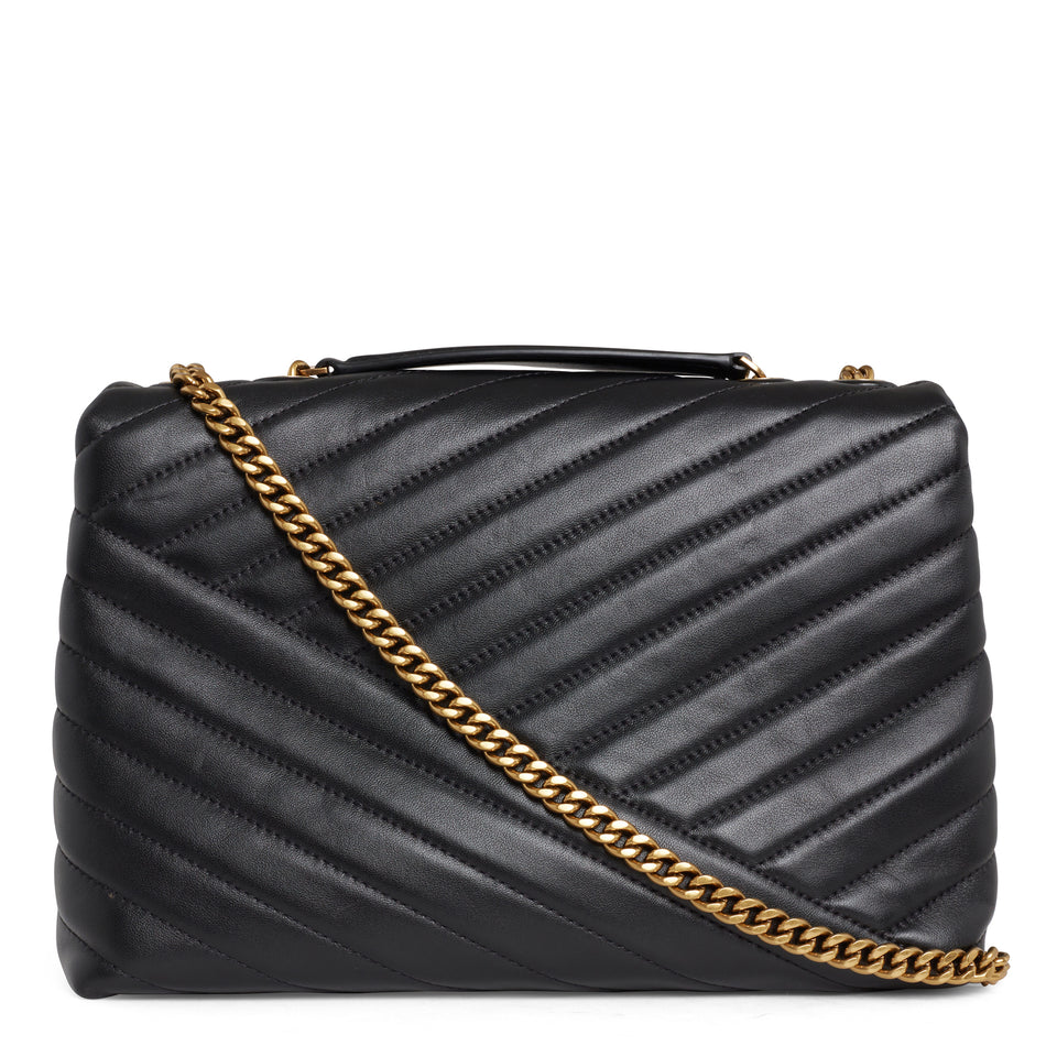 "Kira Chevron" bag in black leather