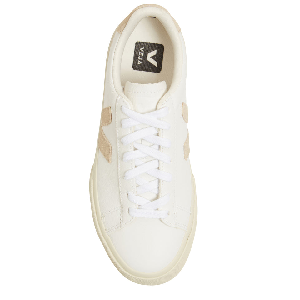 Sneakers ''Chromefree'' in pelle bianca e beige